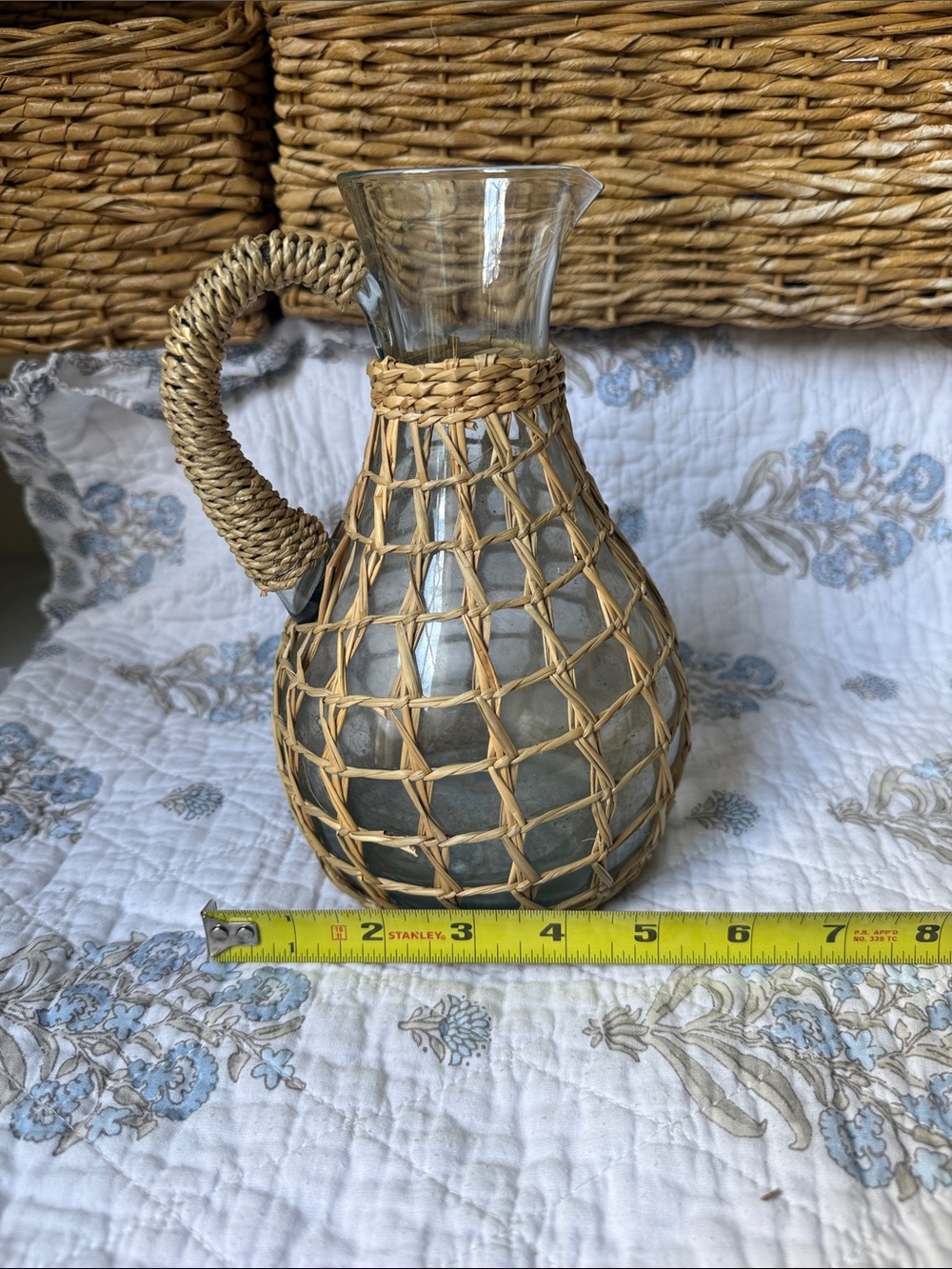 Pottery Barn Natural Rattan-Wrapped Glass Pitcher - Picture 4 of 4